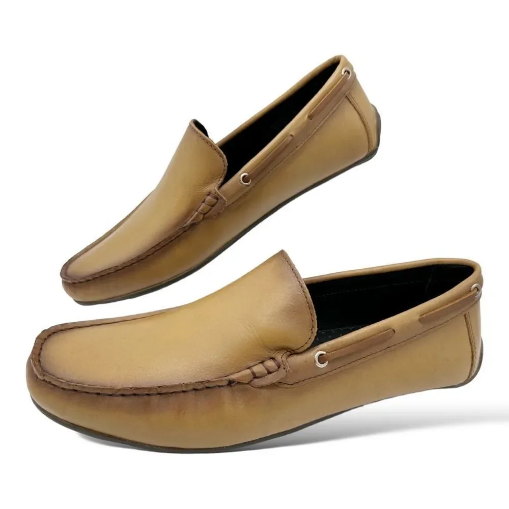 MJNY Marc Joseph Tan Plain Slip-On Driving‎ Moccasin Sz 10